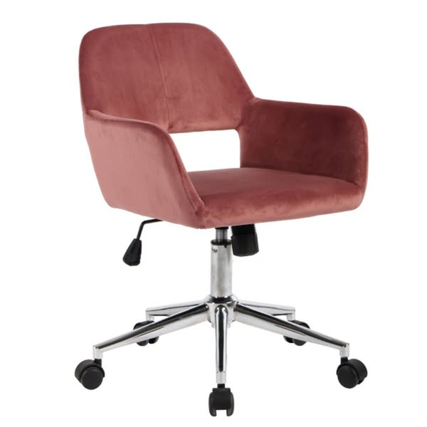 Chaise de bureau en velours ajustable - Ross - Couleur : Rose - Métal - Calicosy
€89