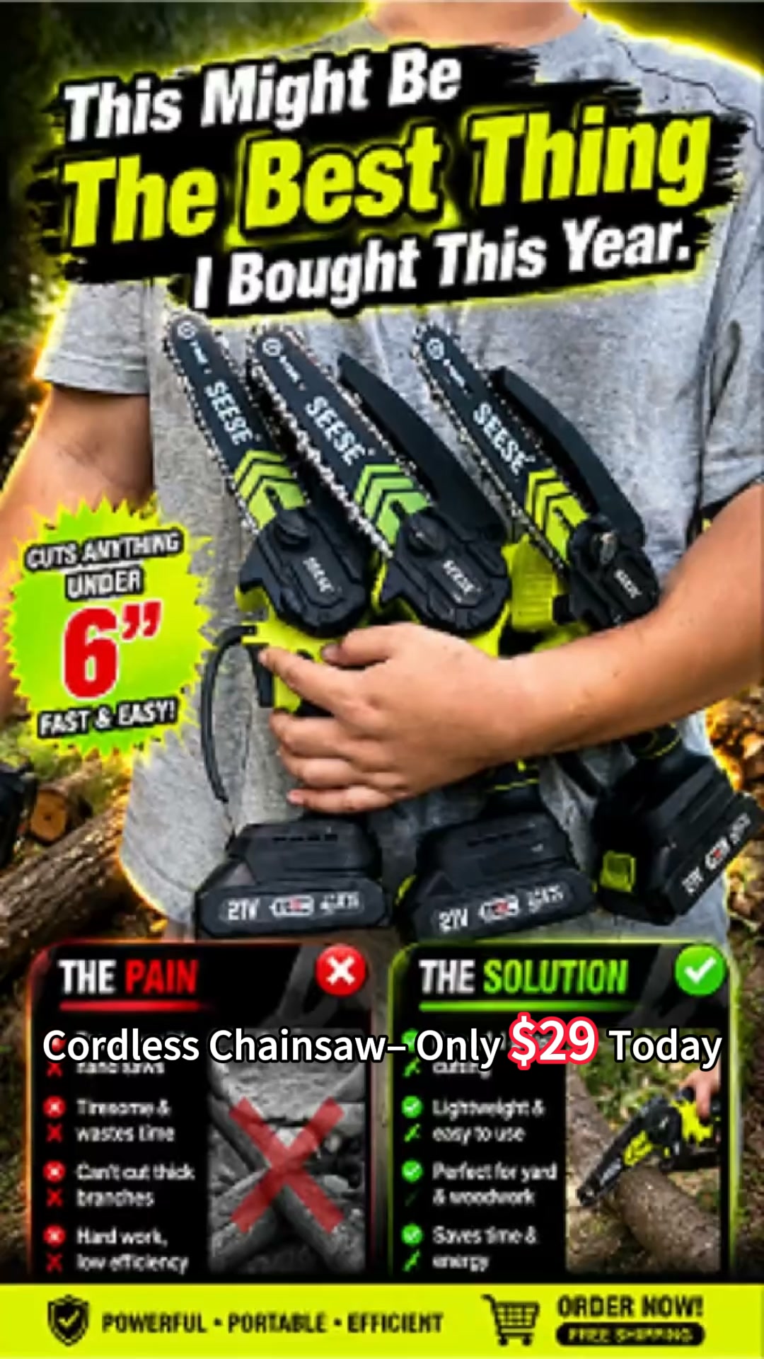 6-Inch Cordless Mini Chainsaw