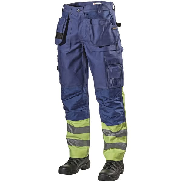 L.Brador håndværkerbukser 174B, Marine/Hi-Vis gul
