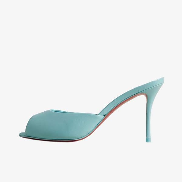 Polished Sky Blue Leather Pointed Pumps