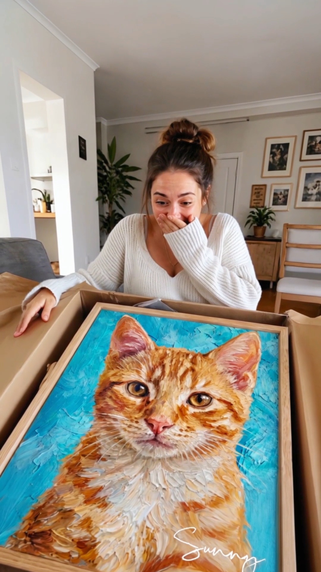 Personalized Modern Painting Texture Style Pet Photo Canvas Prints with Name Warm Minimalist Home Decor Ship from USA Birthday Gift for Pet