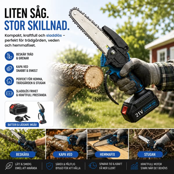 Liten såg. Stor hjälp hemma. Spara 500 kr. Batteri + Laddare ingår!