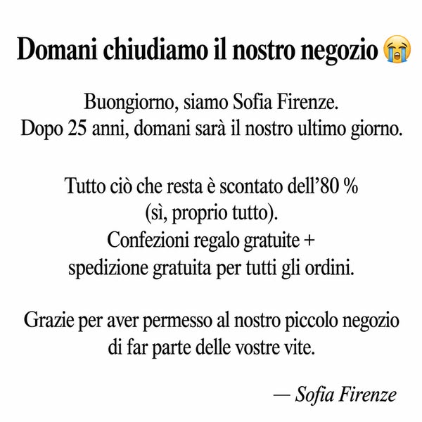 Tutto deve andare — sconto dell’80%.