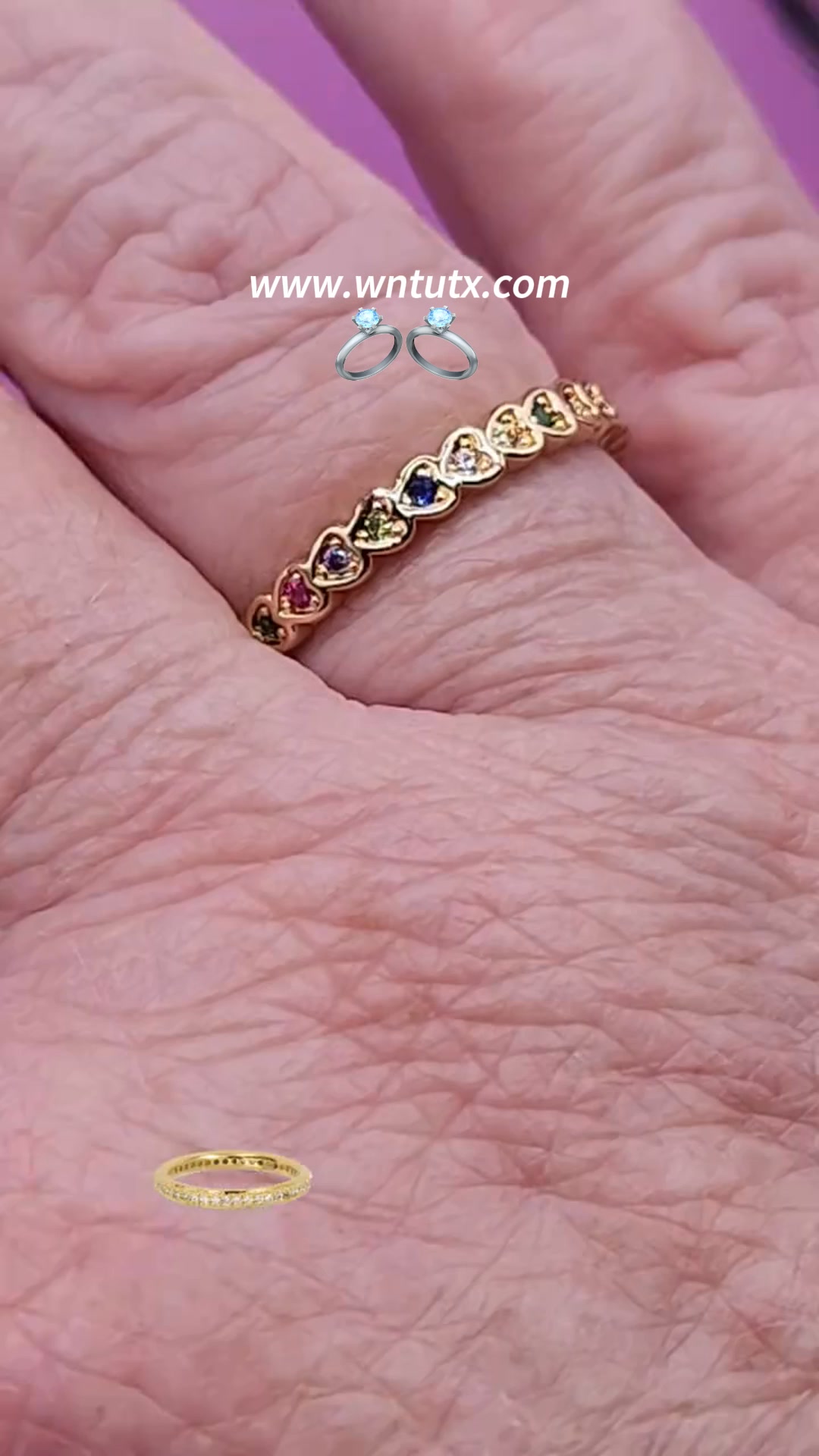 Heart Full Circle Colorful Diamond Eternity Ring