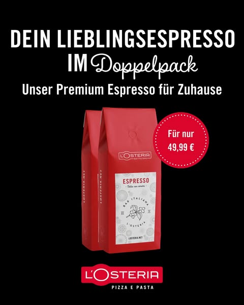 Mit dem Vorteilspack bekommst Du gleich 2 x 1 kg Espressobohnen – perfekt für Deine tägliche pausa caffè.