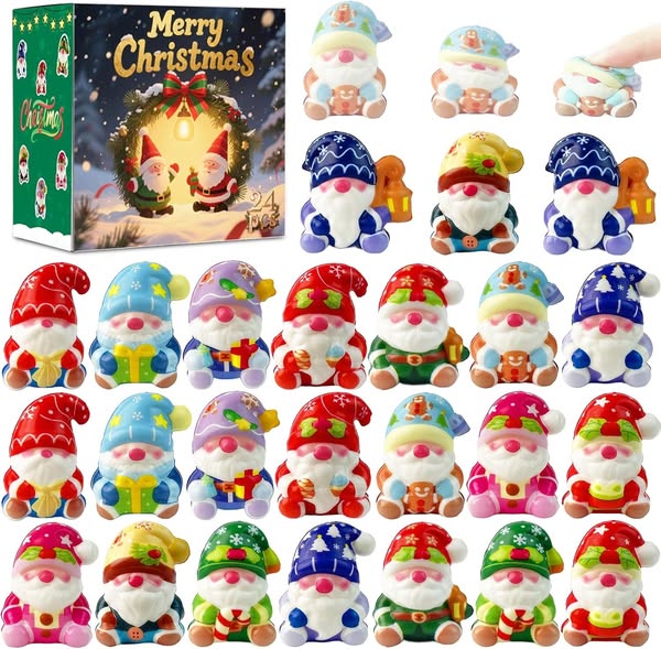 24PCS Christmas Gnomes Squishy Set