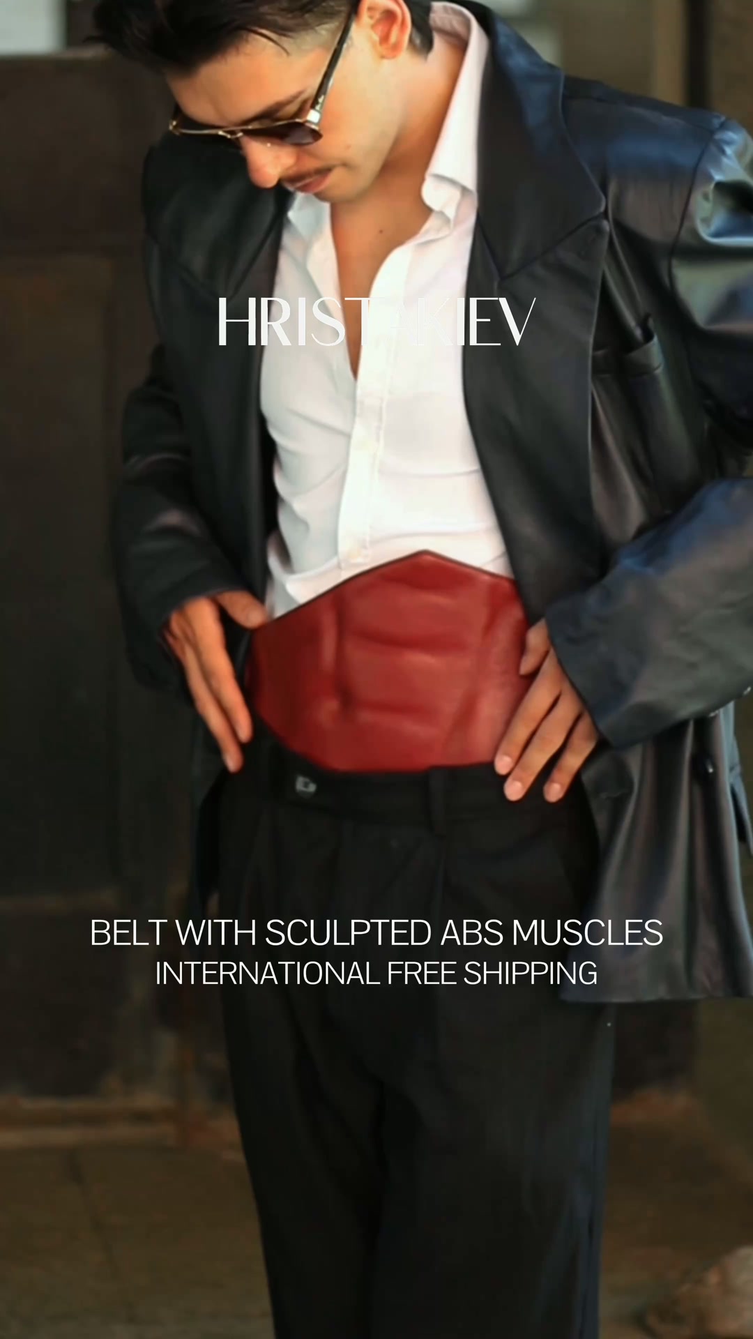Leather Belt with Moulded Abs Muscles. Available in 3 colours. International Free Shipping.