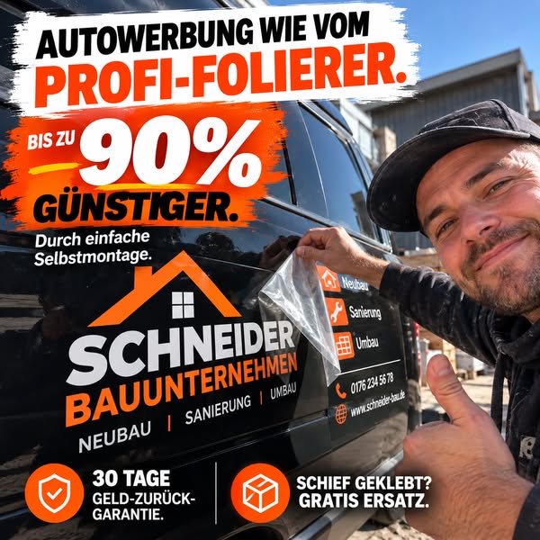 Autowerbung - 90% günstiger als vom Folierer