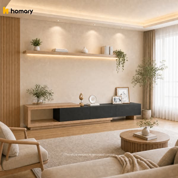 Quoint 180 - 255 cm Extendable TV Stand with 3 Drawers