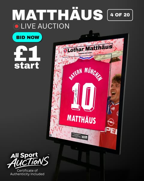 Bid on a 1993/95 Bayern Munich Shirt Signed by Matthäus