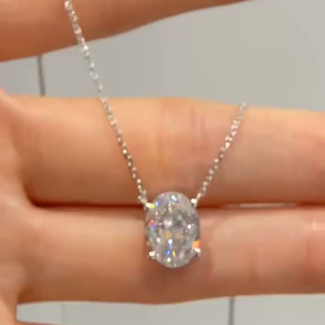 Classic Oval Shaped Moissanite Necklace