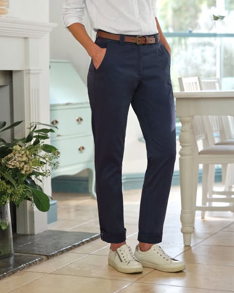 Womens Cotton Trouser - Oxford Navy | Organic Relaxed £59