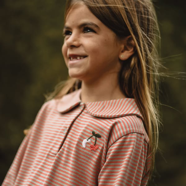 Polo Cherrie Stripes de menina em algodão