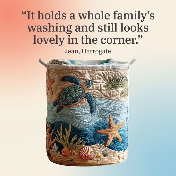 The laundry basket too pretty to hide away