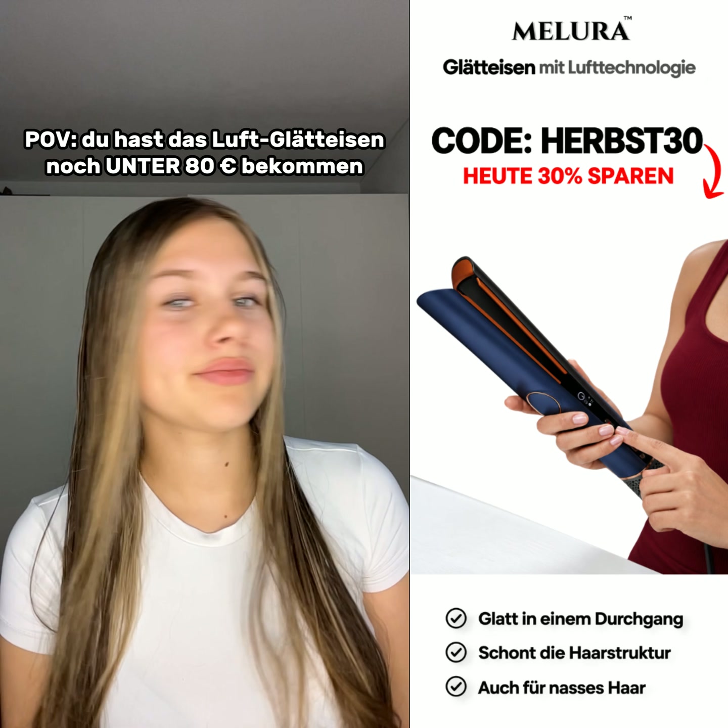 Glatt, ohne dass die Spitzen leiden