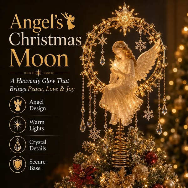 Angel Moon Tree Topper – Lighted Christmas Tree Finisher