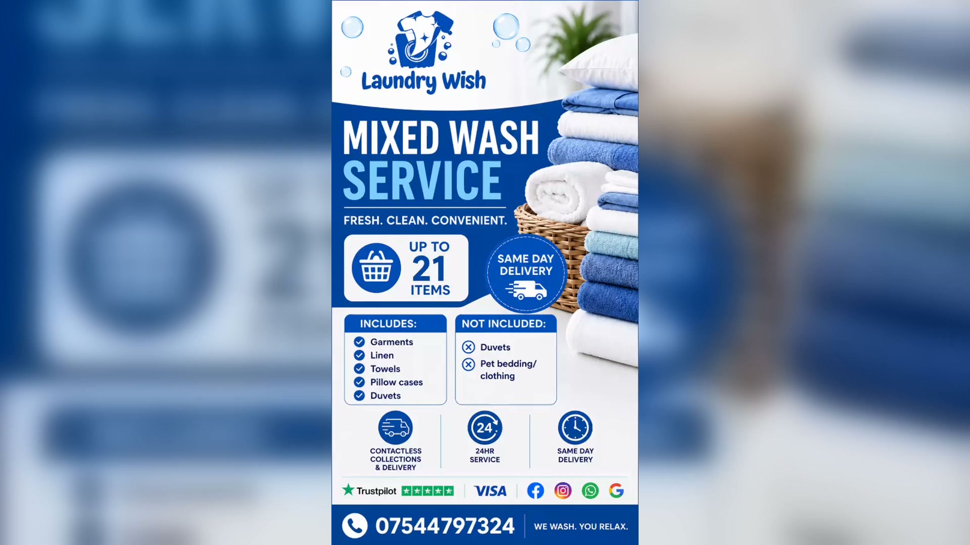 Mixed Wash — Up to 21 Garments, Linen & Towels