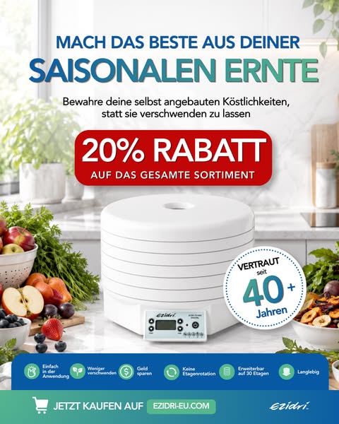 Mach das Beste aus deiner saisonalen Ernte. 20 % Rabatt, nur für kurze Zeit.