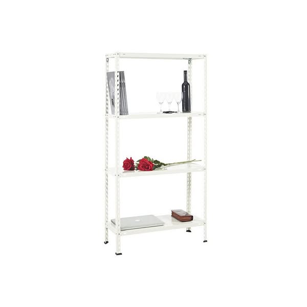 Practo Metalen opbergrek 150x75x30 cm – 4 legborden – Wit