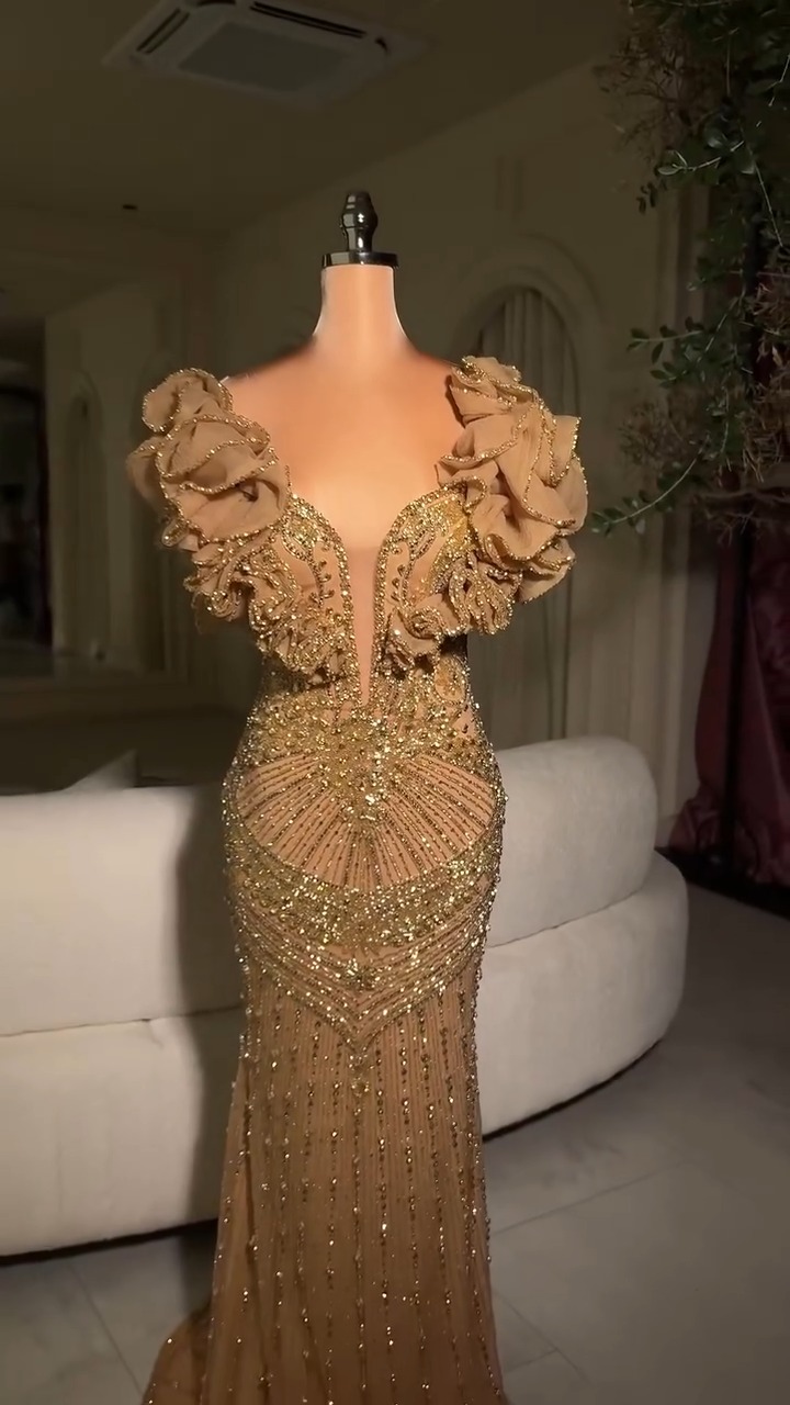 3D Floral Ruffle Sparkle Beaded Gown | Birthday Party Showstopper