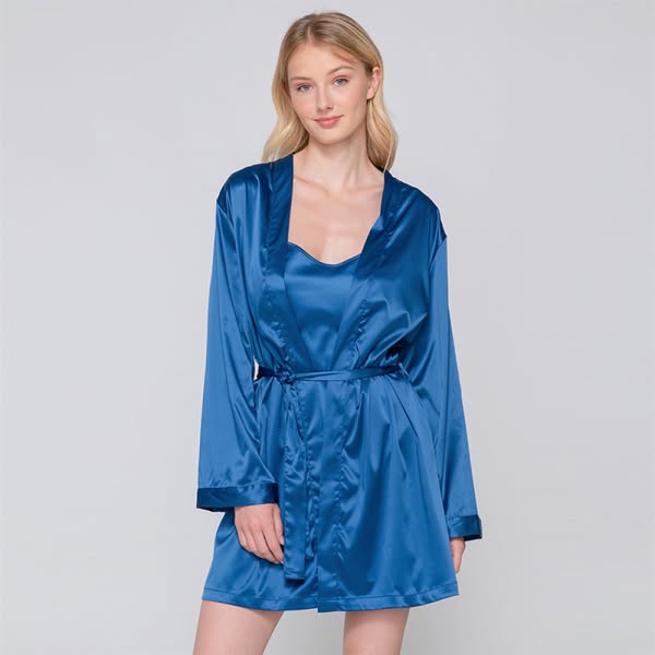 Luna Prestige Robe Γυναικεία Ρόμπα Σατέν Μπλε 80202