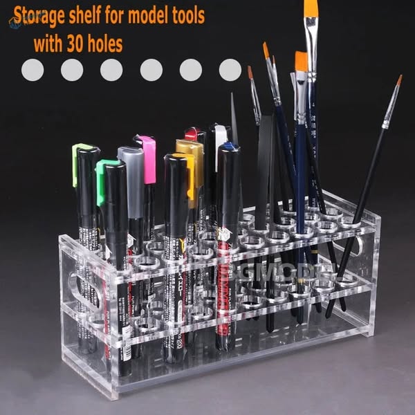 Holding Shelf With 30 Holes For Pens, Brushes Or Building Tools