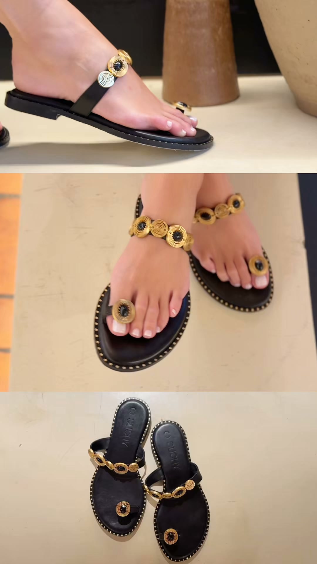 Summer sandals finished like jewelry.