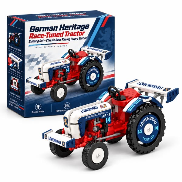 German Heritage Race-Tuned Tractor Building Set – Classic Beer Racing Livery Edition