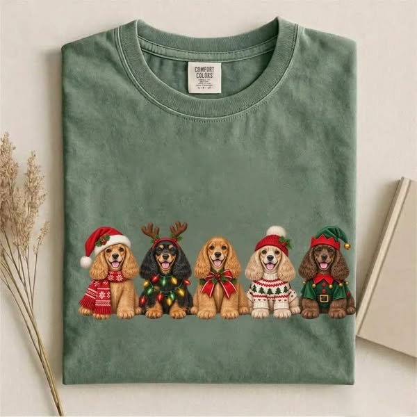 Christmas Cocker Spaniel Crew Holiday T-shirt