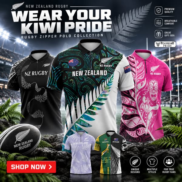 New Zealand Rugby Zipper Polo Shirt