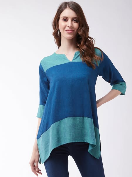 InWeave Women's Peacock Blue Top - S