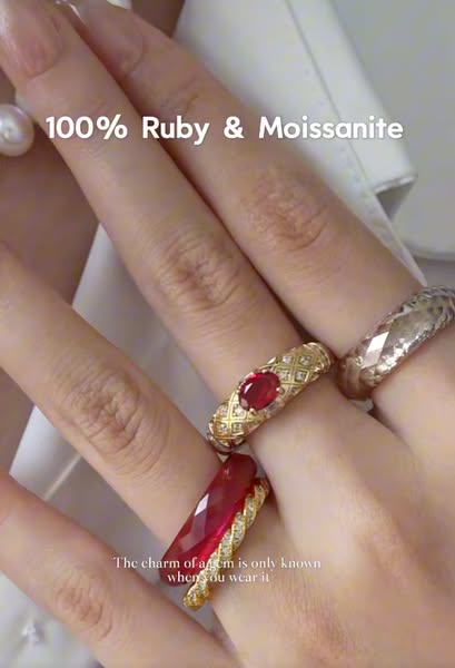 Healing Ruby & Moissanite Stack brings gentle positive energy