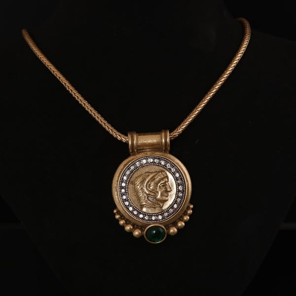 Emerald Coin Pendant Necklace