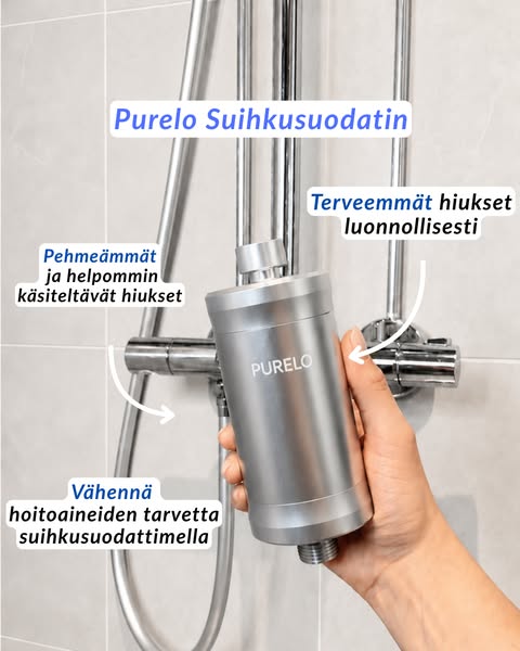 Purelo suihkusuodatin hiusten hyvinvointiin