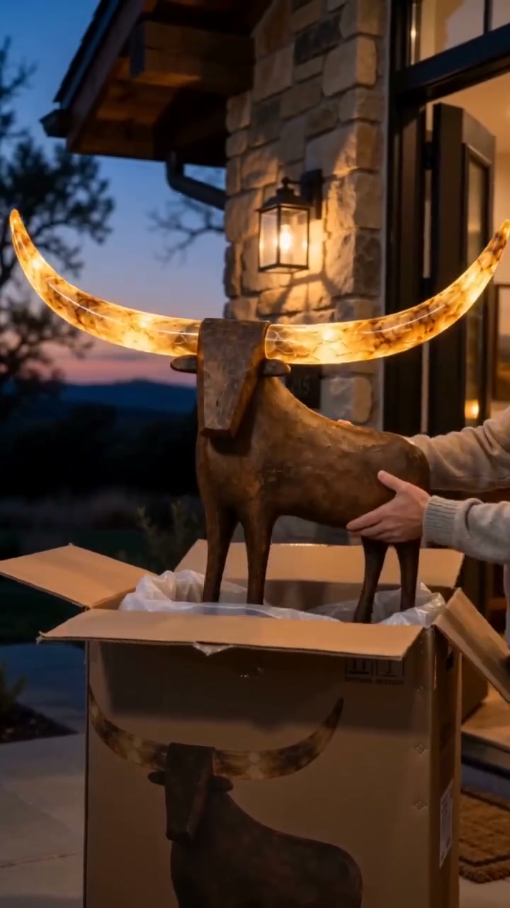Leuchtendes Longhorn – warmer Western-Charme für deine Wand