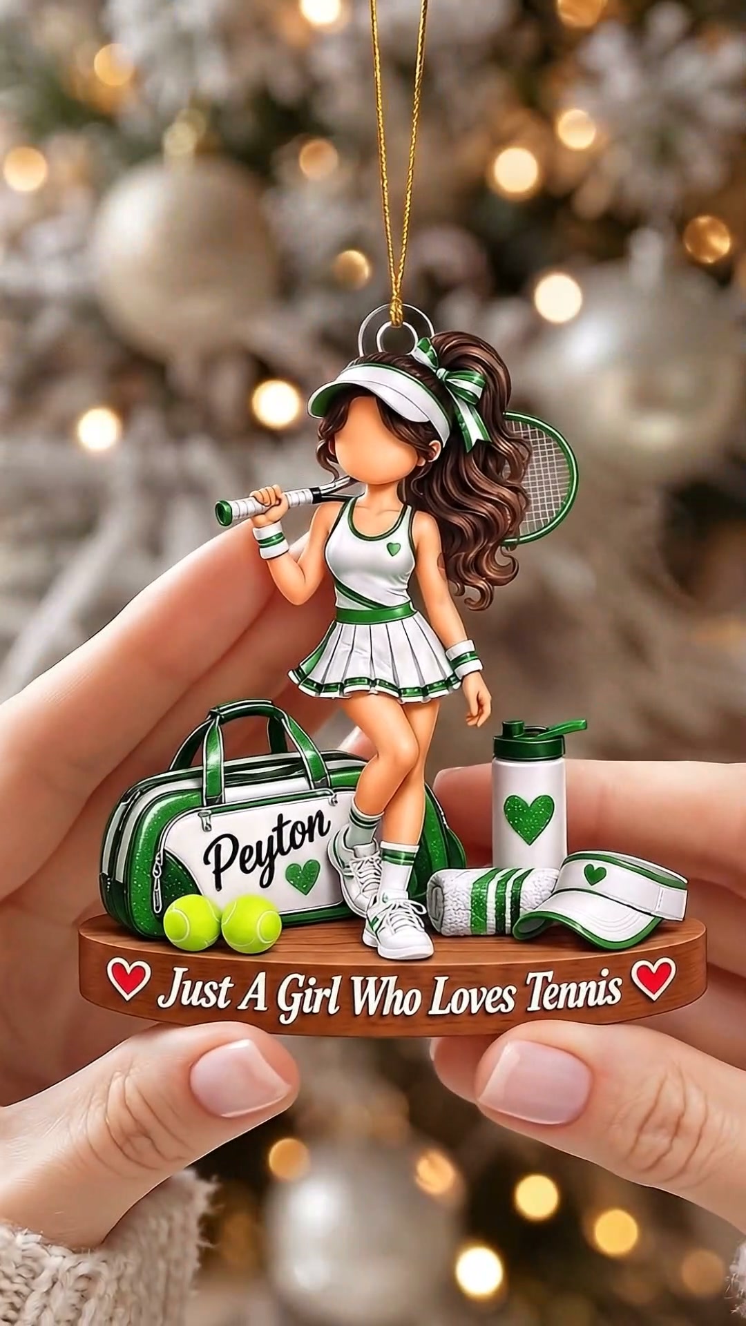 Personalized Tennis Girl Player Ornament