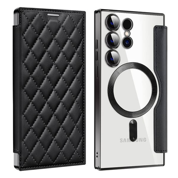 For Samsung - Magnetic Electroplated Magsafe Diamond Flip Leather Samsung Cases