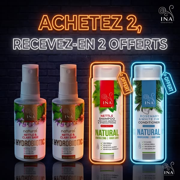 Achète 2 Hydrobiotic à l'ortie, shampooing et après-shampooing offerts