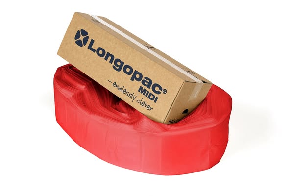 Sopsäcksslang Longopac Midi, röd, 85 meter