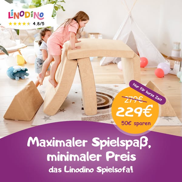 Von Kindern geliebt und top bewertet – das Linodino-Spielsofa!