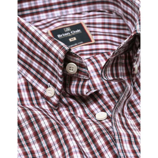 Maroon Smart Fit Casual Check Shirt