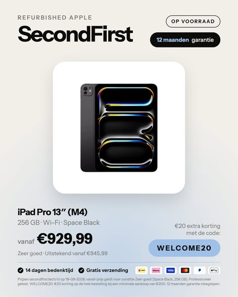 iPad Pro 13" M4 vanaf €929,99