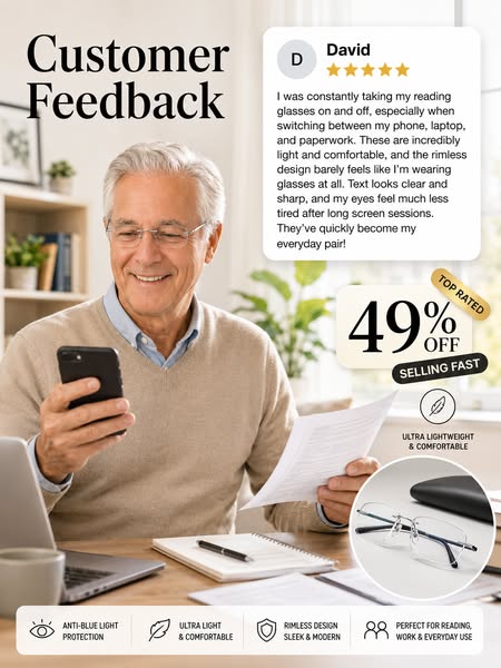 Smart Zoom Multifocal Glasses – Clear Near & Far Vision, All in One