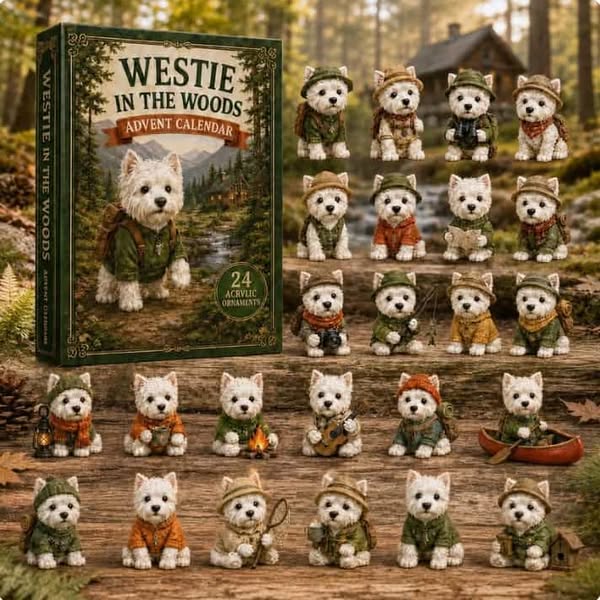 Westie In The Woods Advent Calendar 2026-24-Day Festive Countdown - Gift For Dog Lovers