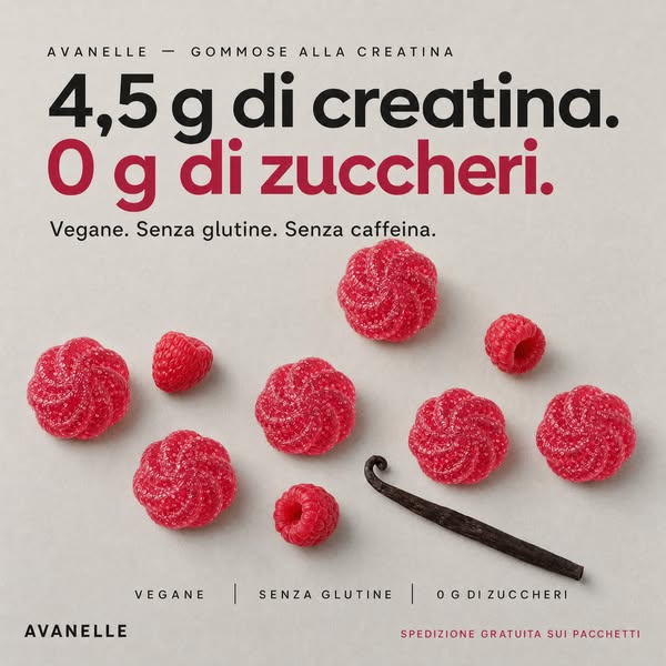 4,5 g di creatina. 0 g di zuccheri.
