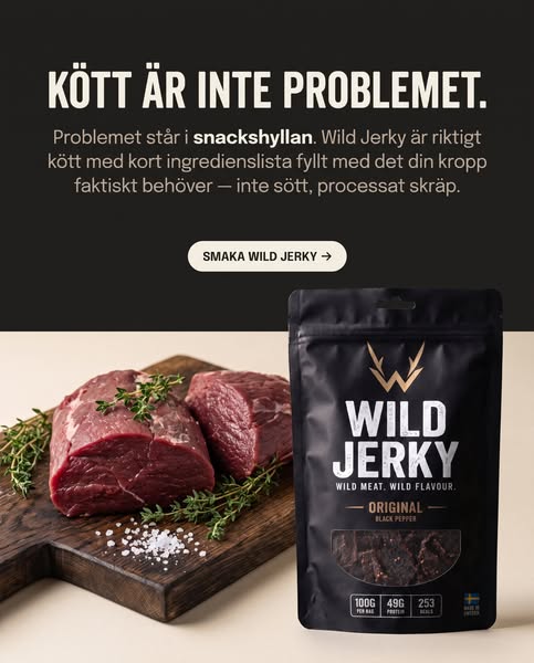 200g kött = 100g Wild Jerky