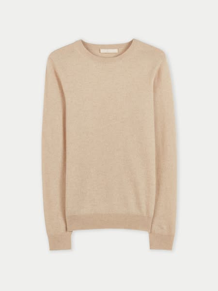 Women’s Basic Crew Neck Cashmere Jumper Beige | GOBI UK