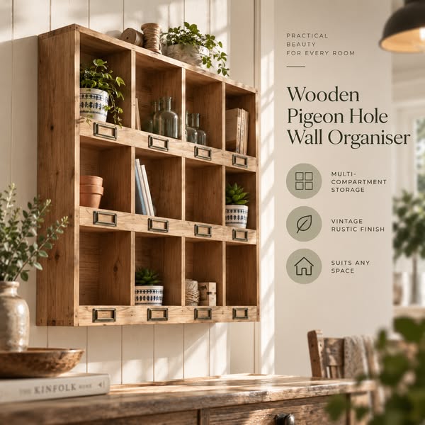 Wooden Wall Storage Unit Pigeon Holes