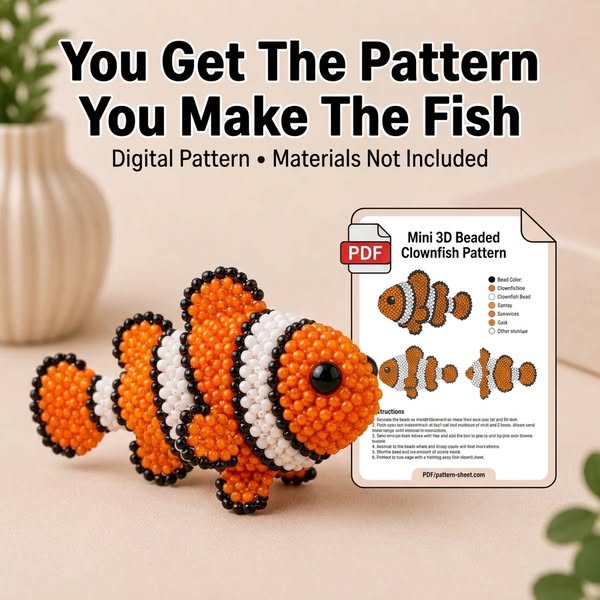 3D Beaded Clownfish — Seed Bead Pattern
