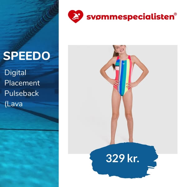 Speedo Digital Placement Pulseback (Lava Red) - Piger - 140 cmDKK329